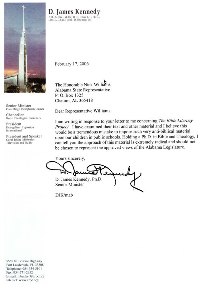 Letter from D.J. Kennedy