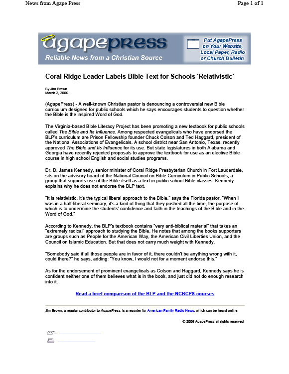 Agape Press story